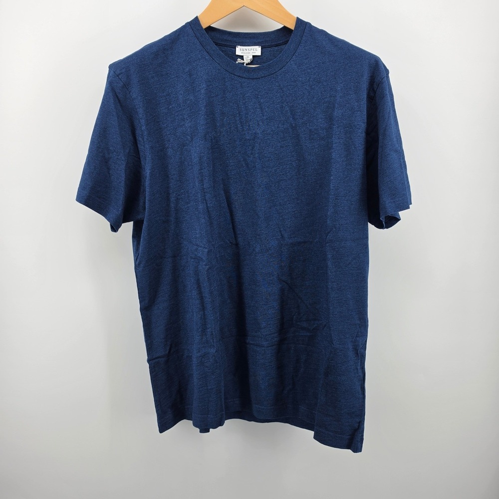 Sunspel Mens Cotton Crew Neck T-Shirt Indigo Blue Heather MTSH0007R XL NWT